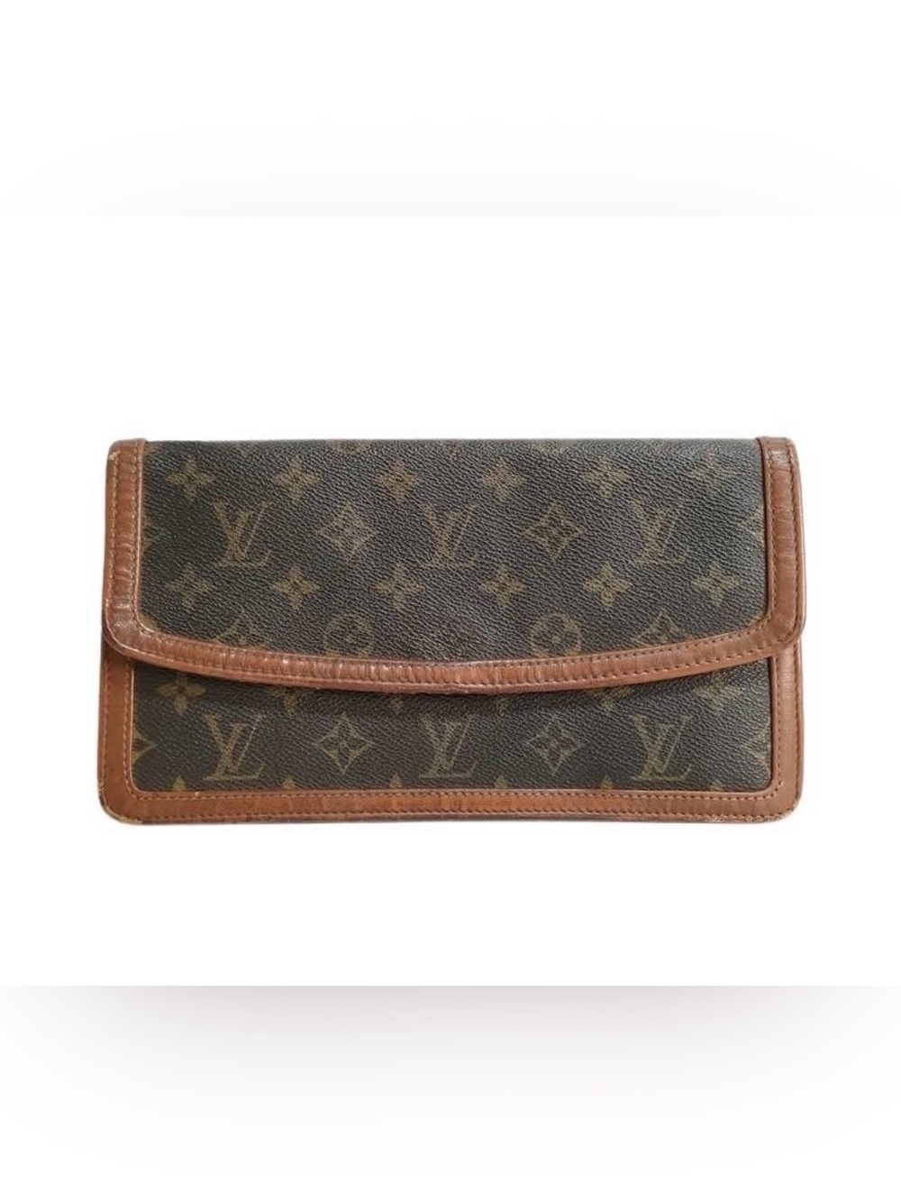 Louis Vuitton Monogram Canvas Clutch in Brown and Tan